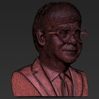 Elton John bust 3D printing ready stl obj - Thumbnail 21