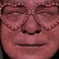 Elton John bust 3D printing ready stl obj - Thumbnail 22