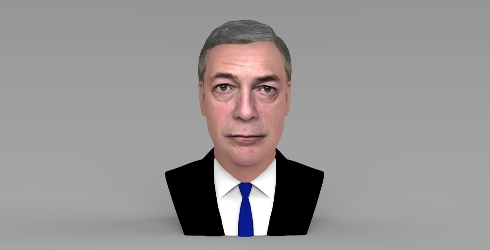 Nigel Farage bust ready for full color 3D printing