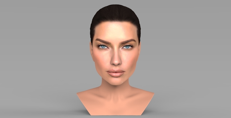 Adriana Lima bust ready for full color 3D printing