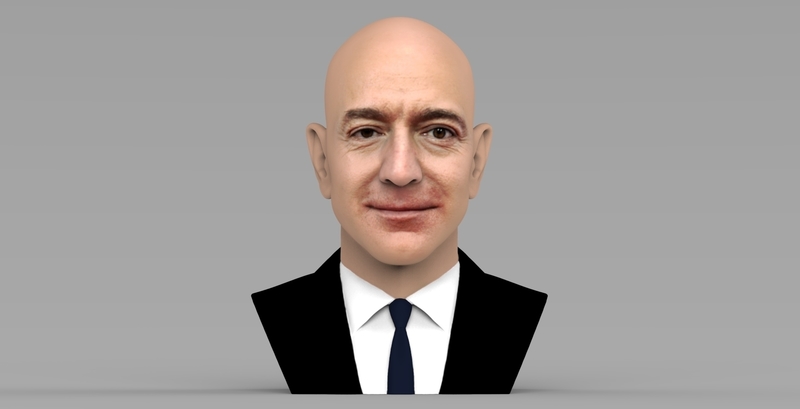 Jeff Bezos bust ready for full color 3D printing
