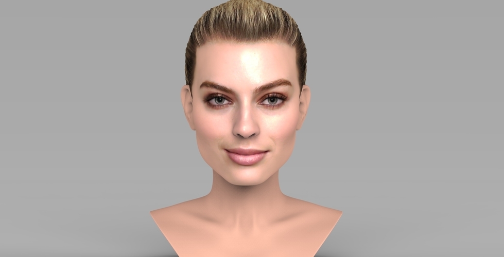 Margot Robbie bust ready for full color 3D printing