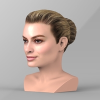 Margot Robbie bust ready for full color 3D printing - Thumbnail 3