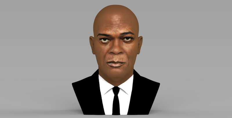 Samuel L Jackson bust ready for full color 3D printing