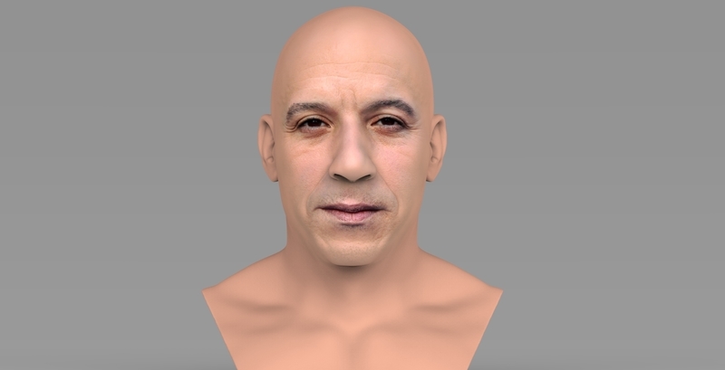 Vin Diesel bust ready for full color 3D printing