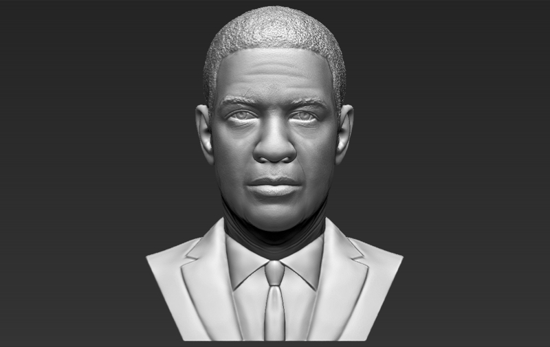 Denzel Washington bust 3D printing ready stl obj formats