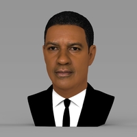 Denzel Washington bust ready for full color 3D printing - Thumbnail 2