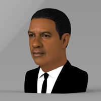Denzel Washington bust ready for full color 3D printing - Thumbnail 3