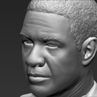 Denzel Washington bust ready for full color 3D printing - Thumbnail 21
