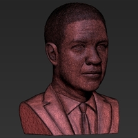 Denzel Washington bust ready for full color 3D printing - Thumbnail 24