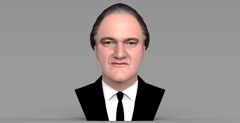 Quentin Tarantino bust ready for full color 3D printing