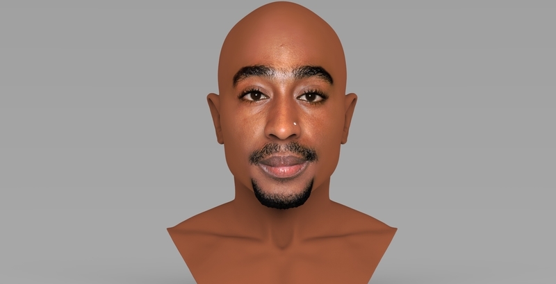 Tupac Shakur bust ready for full color 3D printing