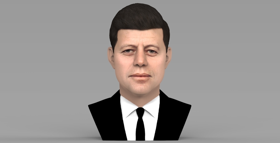 John F Kennedy bust ready for full color 3D printing