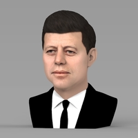 John F Kennedy bust ready for full color 3D printing - Thumbnail 2