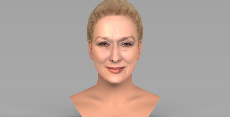 Meryl Streep bust ready for full color 3D printing