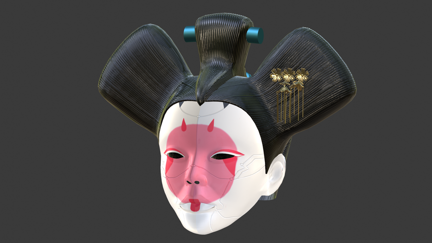 Animatronic Geisha head from Ghost in the Shell for 3D-printing