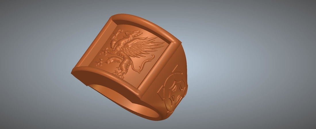 A signet ring griffin  rg01 for 3d-print and cnc 3D Print 275913