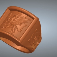 A signet ring griffin  rg01 for 3d-print and cnc - Thumbnail 1