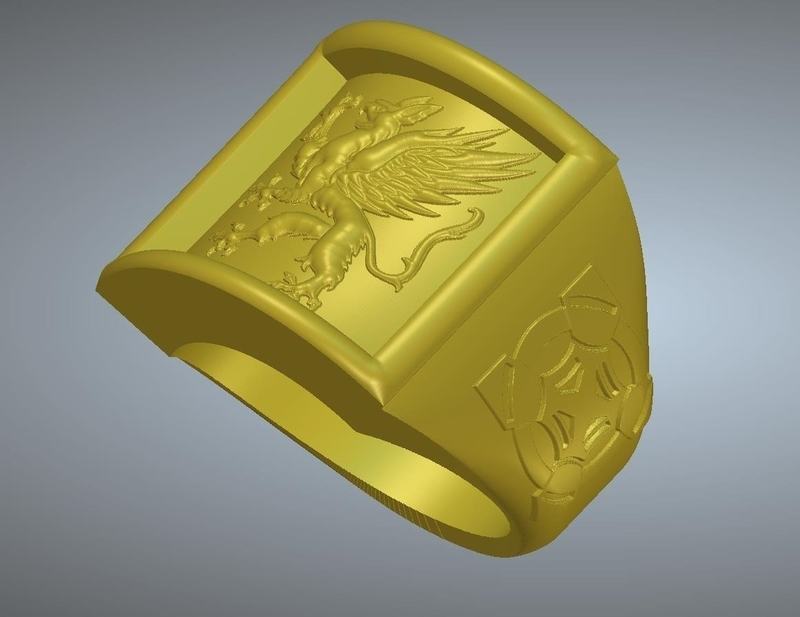 A signet ring griffin  rg01 for 3d-print and cnc
