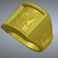 Small A signet ring griffin  rg01 for 3d-print and cnc 3D Printing 275916