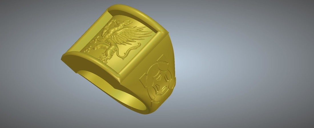 A signet ring griffin  rg01 for 3d-print and cnc 3D Print 275917