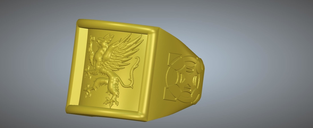 A signet ring griffin  rg01 for 3d-print and cnc 3D Print 275918