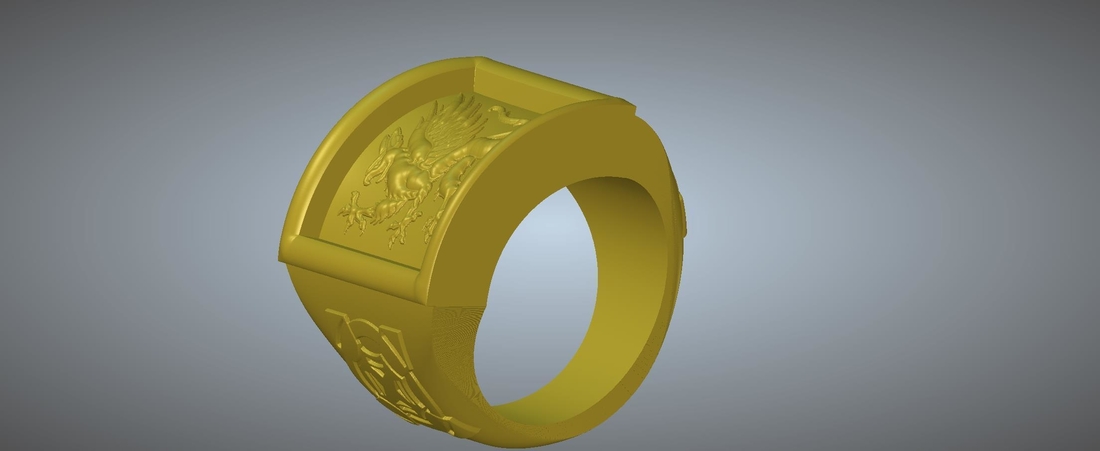 A signet ring griffin  rg01 for 3d-print and cnc 3D Print 275919