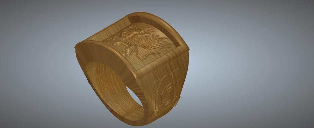 A signet ring griffin  rg01 for 3d-print and cnc 3D Print 275921