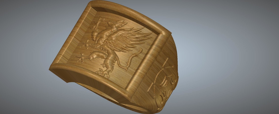 A signet ring griffin  rg01 for 3d-print and cnc 3D Print 275922
