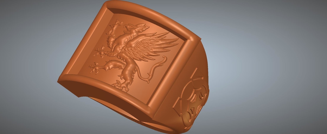 A signet ring griffin  rg01 for 3d-print and cnc 3D Print 275924