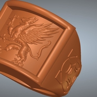 A signet ring griffin  rg01 for 3d-print and cnc - Thumbnail 12