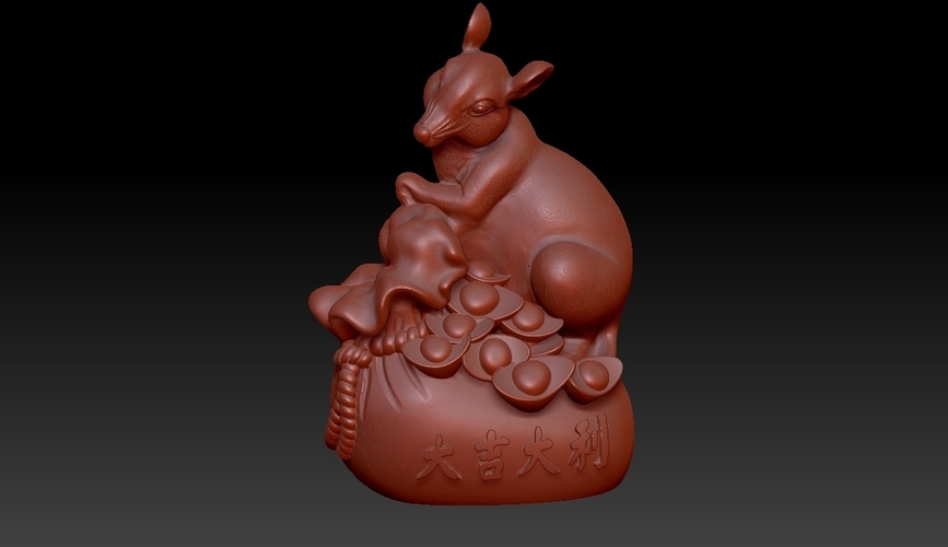 China Year of the Rat Fortune Decoration 3D Print 276284