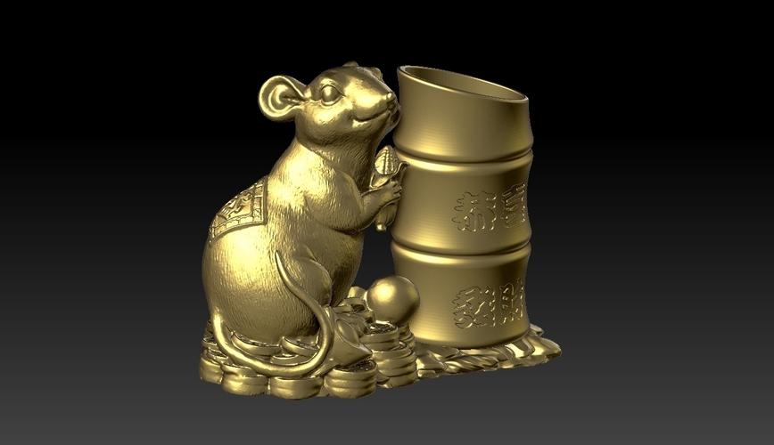 China Year of the Rat Fortune Pen holder 2