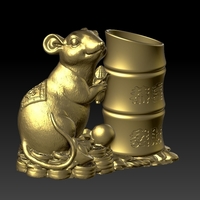 Small China Year of the Rat Fortune Pen holder 2 3D Printing 276289