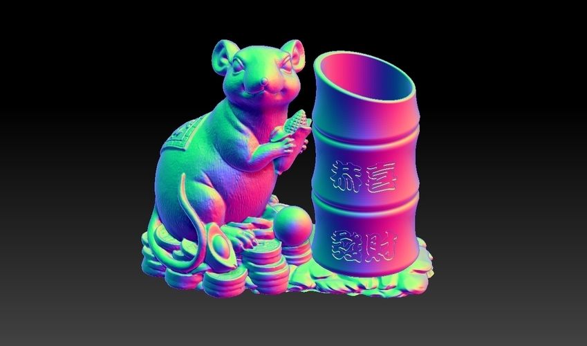 China Year of the Rat Fortune Pen holder 2 3D Print 276292