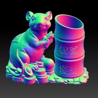 China Year of the Rat Fortune Pen holder 2 - Thumbnail 4