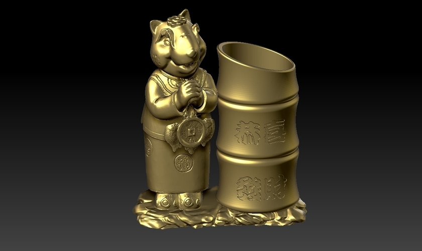 China Year of the Rat Fortune Pen holder 3