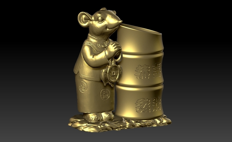 Lucky Rat Happy Chinese new year Festive Pen Holder 5 3D Print 276313