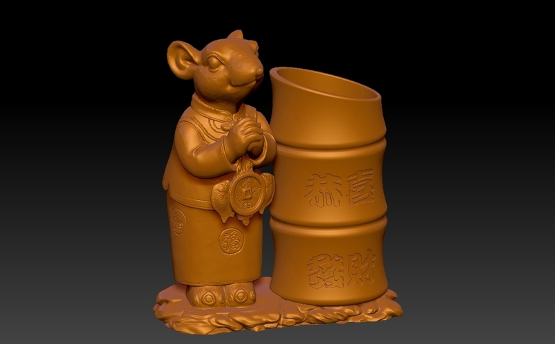 Lucky Rat Happy Chinese new year Festive Pen Holder 5 3D Print 276315