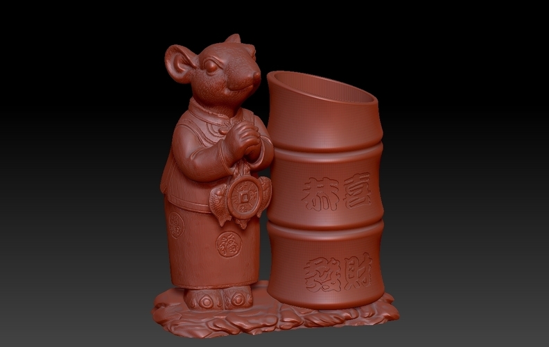 Lucky Rat Happy Chinese new year Festive Pen Holder 5 3D Print 276316