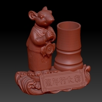 Chinese new year of the Rat lucky pen holder - Thumbnail 1