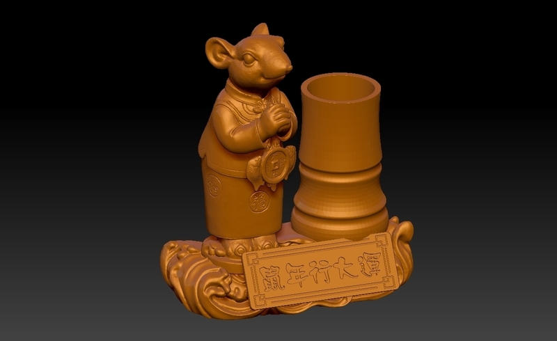 Chinese new year of the Rat lucky pen holder