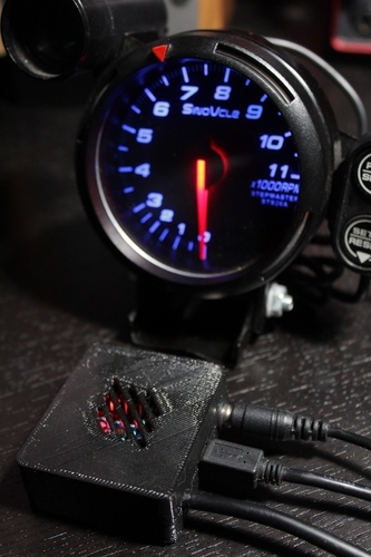 Sim racing RPM gauge electronics enclosure