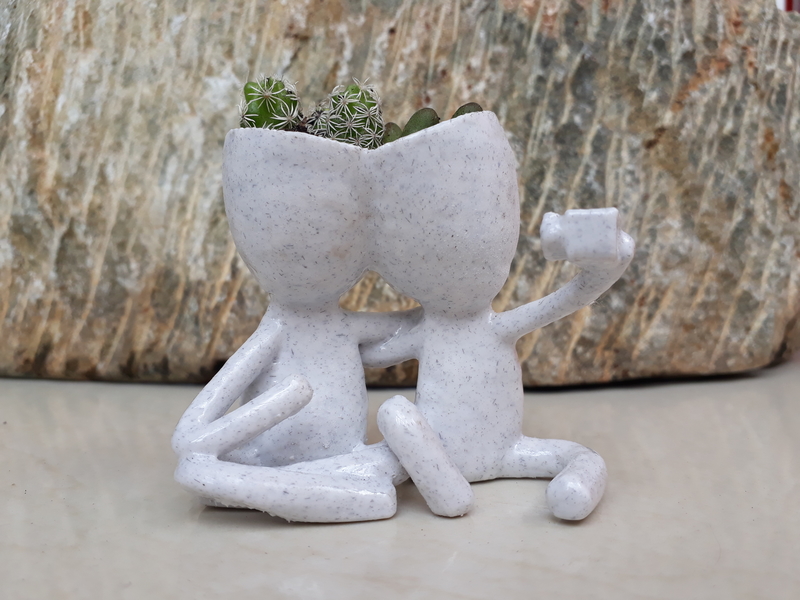 Plant vase selfie