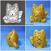 Lucky Cat Lamps carved - Thumbnail 4