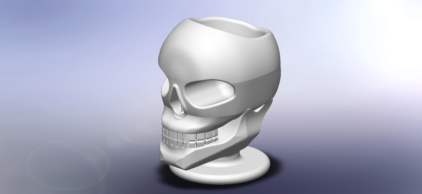 STL file skull deco usb pen holder・3D printable model to download