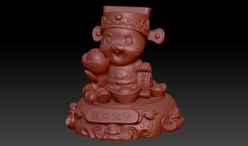 Money Rat Chinese New Year-Congratulations fortune Decoration 3D Print 278137