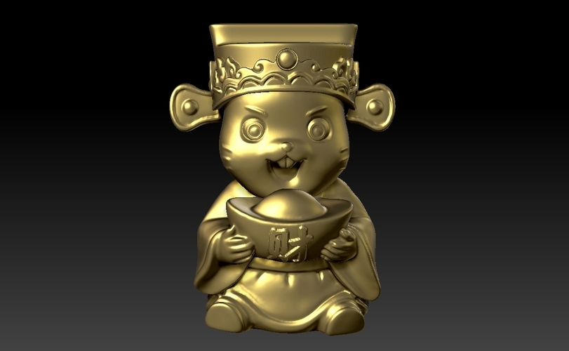 Happy Chinese New Year Lucky Rat Congratulations on Big Money 3D Print 278226