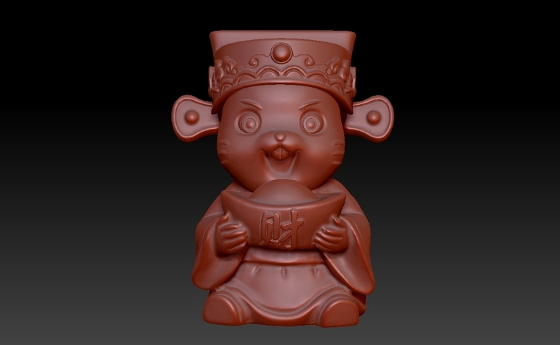Happy Chinese New Year Lucky Rat Congratulations on Big Money 3D Print 278227