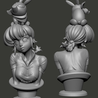 Anime Ranma and Pechan Bust 3D Print Model - Thumbnail 2